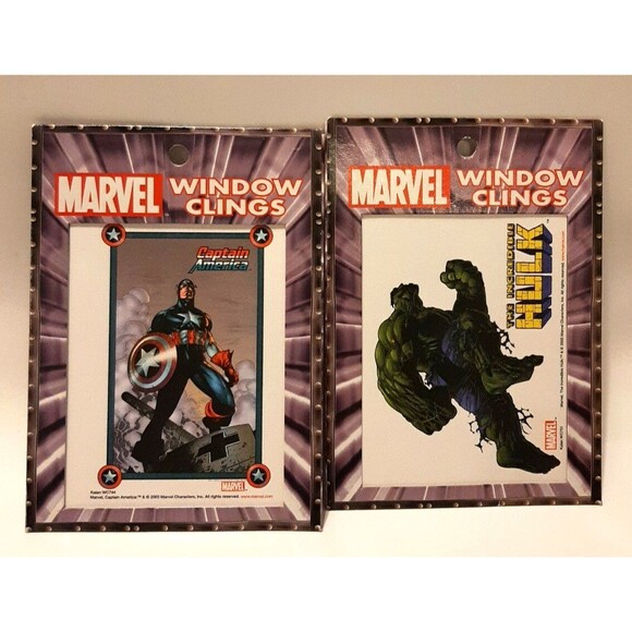 New 2003 Marvel Kalan Window Clings Decal Captain America Hulk Avengers MCU Gift - Picture 1 of 8